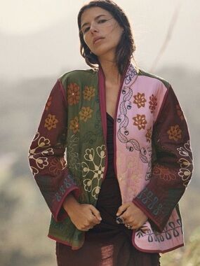 Zara Patchwork Quilted Floral Jacket 100% Cotton
